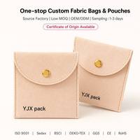 Pochette à bijoux personnalisée en microfibre suédée avec fermeture à pression |   Pochette à rabat en suède pour bijoux avec logo OEM, vente en gros, MOQ 200