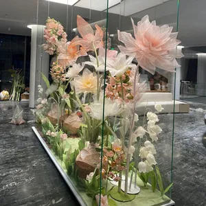 N-108 için toptan büyük uzun boylu dev ipek haşhaş lotus standı Set gerçek dokunmatik yapay duran dev çiçek düğün olay için