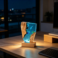 Lampe de nuit en résine Monde sous-marin des sirènes, en gros, avec bouton USB, intensité réglable, plusieurs températures de couleur, créature marine, artisanat, cadeau, lampe de table