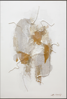 Art abstrait fait main en techniques mixtes avec éléments en ruban, peintures à l'huile sur toile, décoration murale pour la maison