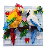 Jouet de construction en plastique ABS assemblé, peinture murale 3D en forme de caméléon, perroquet, requin, blocs d'animaux, ornements suspendus pour les 14 ans et plus