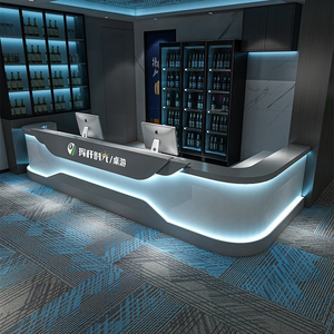 Bancone da Bar Bifacciale Personalizzato, Bancone Cassa Trasparente, Banco Reception Angolare di Design per Club di Biliardo e Snooker - Product Image 2