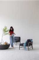Grande table basse en béton de style français, minimaliste, vintage, circulaire, noire