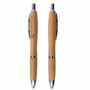 Custom Logo Eco Friendly Retractable Ballpoint Pen Promotional Bamboo Ball Pen - Product Image 3