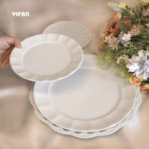 Plato Redondo de Porcelana Blanca Pura al por Mayor, Plato de Cena para Hotel, Juego de Platos de Cerámica de Hueso Fino con Relieve de Flores de Lujo - Product Image 2