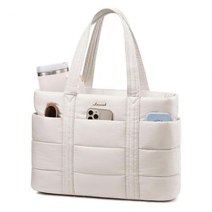Sac à main à fermeture éclair de couleur unie pour femmes, sac fourre-tout de grande capacité, doux et de qualité supérieure, pour ordinateur portable de 15.6/17.3 pouces, printemps - Product Image 2