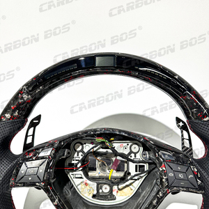 Volante Deportivo de Cuero con Palanca de Cambios de Fibra de Carbono Forjada con LED Rojo, Apto para <span class=keywords><strong>Benz</strong></span> W204 C63 W204 E63 - Product Image 3
