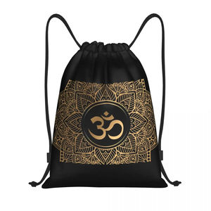 Personnalisé Golden <span class=keywords><strong>Om</strong></span> Mandala Cordon <span class=keywords><strong>Sac</strong></span> À Dos Sacs Hommes Femmes Léger Henné Aum Gym Sacs <span class=keywords><strong>De</strong></span> <span class=keywords><strong>Sport</strong></span> pour Voyager - Product Image 1