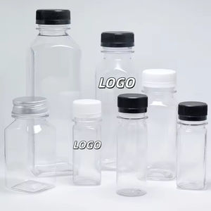 Botella de Plástico para Jugo de 2oz 4oz 6oz 8oz 12oz 16oz con Tapa, Botellas Cuadradas para Jugo de 60ml 120ml 250ml 350ml con Tapas a Prueba de Manipulación - Product Image 1