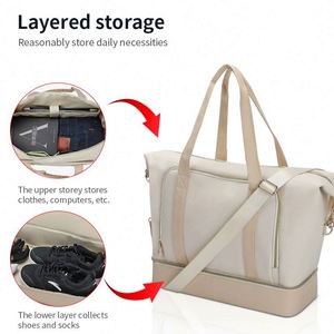 Sac de voyage pour femme personnalisé avec logo BSCI, sac de week-end en nylon, sac de voyage pour la nuit, sac de plage, sac de voyage - Product Image 4