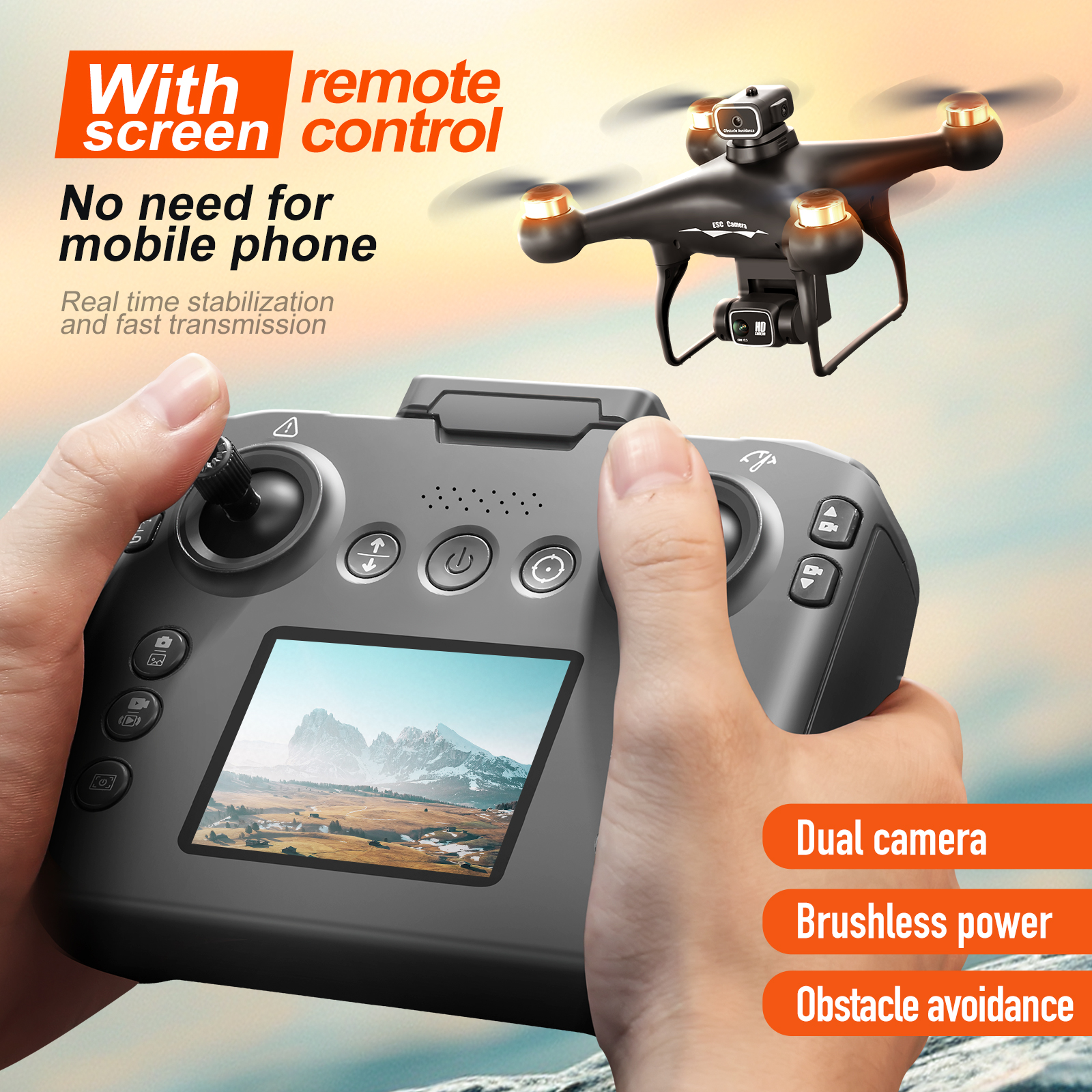 thumbnail image 2 of M66 MAX Drone With Cameras Obstacle Avoidance Brushless Folding Screen Remote Control Quadcopter RC Drone 2 of 14