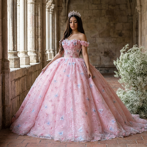 Vestidos de Quinceañera con Lentejuelas Dy8501, Cintura Natural, Estilo Princesa, Color Rosa, para Chicas de 15 Años - Product Image 1