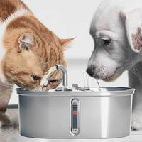 Fontaine à eau portable ovale moderne en acier inoxydable pour chiens et chats, grande capacité, automatique, étanche IPX8
