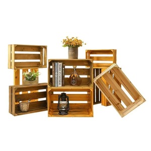 Caisse de rangement en bois multi-tailles, étagère de bureau en bois massif pour livres, aliments, articles de soins personnels - Product Image 1