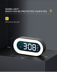 Reloj Despertador Inteligente LED con Luz Nocturna Recargable, Movimiento Electrónico, Funciones de Repetición y Música, Lámpara de Mesa Pequeña para Dormitorio u Oficina - Product Image 6