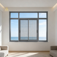 Diseño moderno Puerta corredera de aluminio Ventanas Marco de aleación de aluminio Malla de pantalla de acero inoxidable Ventana corredera horizontal Calor
