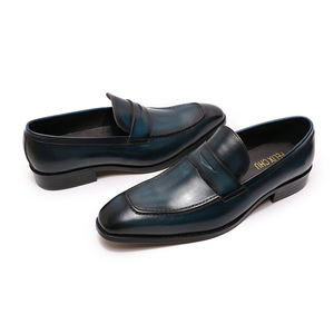 حذاء رجالي كاجوال أنيق من الجلد الطبيعي باللون الكحلي - Product Image 4