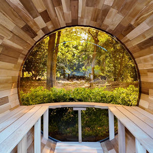 Nouveau design Baril d'extérieur en cèdre rouge Sauna2-6People Prix de gros Salle de vapeur panoramique - Product Image 5