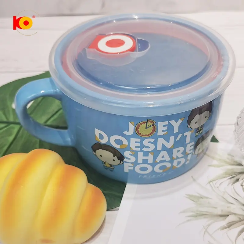 Direct Selling Perfect Color Ceramic Bowl With Lid Custom Printing With Handle