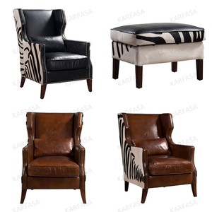 كرسي بظهر عالٍ من جلد البقر الطبيعي والفرو (تصنيع حسب الطلب) - الأكثر مبيعًا لغرفة المعيشة والدراسة ومنطقة الاستقبال، كرسي بذراعين - Product Image 5