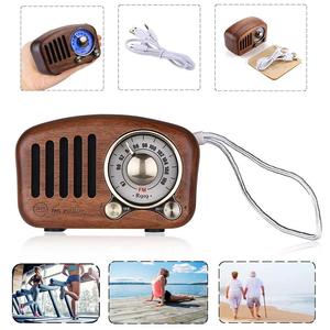 R919 Receptor de radio retro clásico portátil Mini madera FM SD MP3 Radio estéreo <span class=keywords><strong>Bluetooth</strong></span> altavoz AUX USB recargable radio - Product Image 5