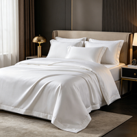 Parure de lit tissée de luxe haut de gamme personnalisée 4 pièces 100% coton égyptien 300TC King Hotel avec drap-housse, taie d'oreiller et housse de couette
