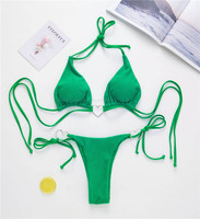 Bikinis de Tanga con hebilla de acero para mujer, ropa de playa, moda de Tv