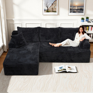 Ensemble de canapé modulaire en forme de L pour salon, inclinable, rembourré en éponge, tissu, design moderne, écologique, lit 603 - Product Image 1