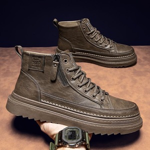 Nouvelles chaussures de travail pour hommes, mi-mollet, élégantes, multi-usages, antidérapantes, durables, en cuir, style décontracté - Product Image 3