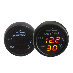 3 trong 1 tự động không thấm nước DC nhiệt kế Vôn kế 12V 24V đo kỹ thuật số với bộ sạc USB - Product Image 2