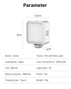 ไฟวิดีโอ LED พกพาขนาดเล็ก <span class=keywords><strong>Ulanzi</strong></span> <span class=keywords><strong>VL49</strong></span> รุ่นดั้งเดิม ไฟเติมแบบชาร์จได้ สำหรับการถ่ายภาพและวิดีโอบล็อก - Product Image 6