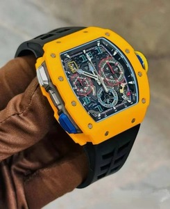 Skeleton Chronograph xem 44mm tự động cơ khí Racing phong cách đa chức năng người đàn ông Đồng hồ dây đeo cao su thiết kế - Product Image 4