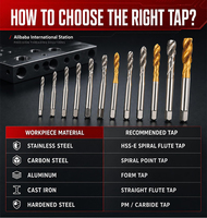 Tap Spiral HSS Grosir dengan Toleransi ISO 6H, Tap Ulir Metrik Ukuran Kustom, Logo Laser untuk Bengkel Pengeboran Logam