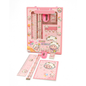ชุดเครื่องเขียนแบบพกพาหลายชิ้น ลายการ์ตูนน่ารัก สำหรับเด็กประถม วัสดุพลาสติก กระดาษ และไม้ เหมาะสำหรับเป็นของขวัญช่วงเปิดเทอม ขายส่ง - Product Image 4