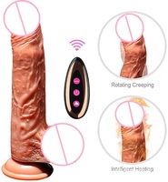Funkfreie Fernbedienung großer riesiger Penis Erwärmung G-Punkt-Massage Teleskop-Dildo Vibrator Sexspielzeug für Damen