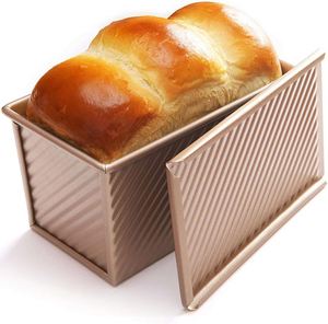 Low MOQ Food Grade Square Nonstick Carbon Steel Pullman Loaf Pan Toast Bread Tin Eco-Friendly Gold Oven Safe - Product Image 1