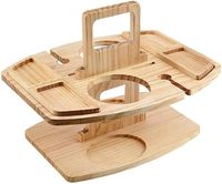 Table à manger pliante en bambou à double couche personnalisée avec poignée, design moderne, plateau à vin et à nourriture pour pique-niques en plein air