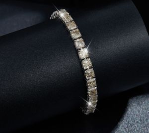 Couleur personnalisée Asscher Cut Green Moissanite Tennis Man Bracelet Hip Hop Classic Christian Jewelry-Asscher Cut Green Dia Bracelet - Product Image 2