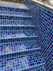 25X25mm <span class=keywords><strong>Kasaro</strong></span> Diseño tradicional Parquet Piscina Azulejos de mosaico de vidrio para decoraciones de villas y piscinas - Product Image 6