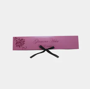 Peruca de papel laminada fosca impressa personalizada, embalagem de cabelo em papel com fitas em rosa