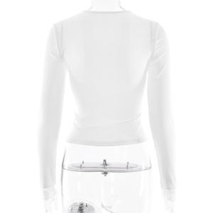 Chemisiers et hauts pour femmes sexy à col en V profond et manches longues, élégants, ajustés, en tissu uni, chemisier et chemise pour femmes - Product Image 6