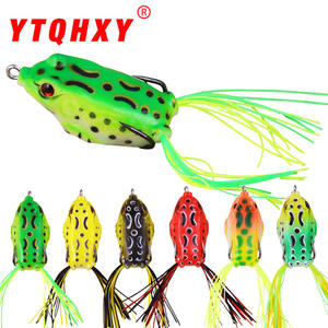 Señuelo de pesca artificial suave para rana, cebo de superficie para lubina, verde, negro, amarillo, rojo, naranja, 6 colores XY-552 - Product Image 2