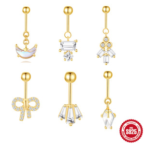 Moda 18K chapado en oro S925 plata Vertical arco borla cadena <span class=keywords><strong>Funky</strong></span> Stud pendientes con completo CZ Piercings 10 unids/set joyería del cuerpo - Product Image 1