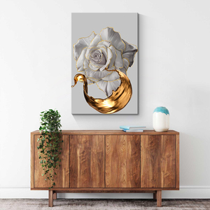 Bức tranh nghệ thuật Bắc Âu 3 Bảng điều khiển trang trí phòng khách nhà tường nghệ thuật sang trọng trắng hoa hồng trừu tượng Áp phích hình ảnh - Product Image 2