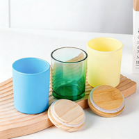 Vente en gros de pots en verre colorés, pots à bougies givrés de luxe, contenants à bougies vides, porte-bougies ronds