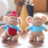 Mini souris en peluche porte-clés, animal en peluche, pendentif, jouet pas cher pour machine à griffes, porte-clés en peluche pour sac à dos