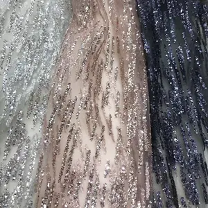 spitze gittergewebe Suppliers-Mode Couture Rose Gold Nigerian Pailletten Hochzeit Spitze Stoff Funkelnden Glitter Koreanische Tüll Mesh Für Party Kleid Trim Textilien