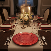 Assiettes de présentation dorées en PP durables et réutilisables de 13 pouces, motif personnalisé de luxe pour mariages, anniversaires, dîners et réceptions