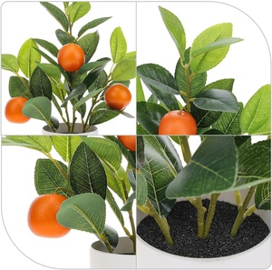 Planta naranja artificial en maceta de 14,5 pulgadas, bonsái de árbol de naranja de fruta sintética pequeña con maceta blanca, centro de mesa, estilo de granja - Product Image 5