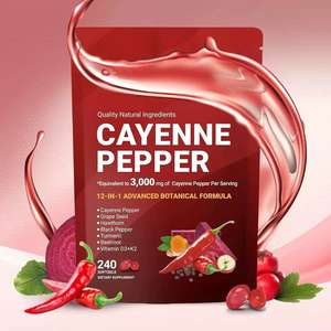 Capsule Morbide di Peperoncino Cayenne, 240 Pezzi, Supporto per Vene, Cuore e Vasi Sanguigni, con D3, K2, Semi d'Uva, Biancospino, Barbabietola - Product Image 1